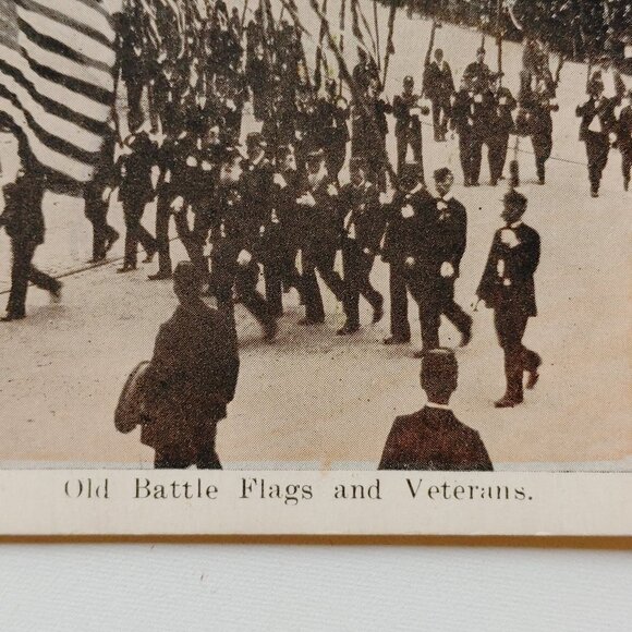 Antique Stereograph Card Battle Flags and Veterans Parade - Picture 3 of 4